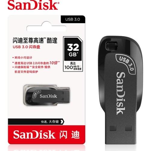SanDisk Ultra Shift USB 3.0 Flash Drive CZ410 100MB/s MAX 32GB 64GB 128GB 256GB SecureAccess software files private flash drive