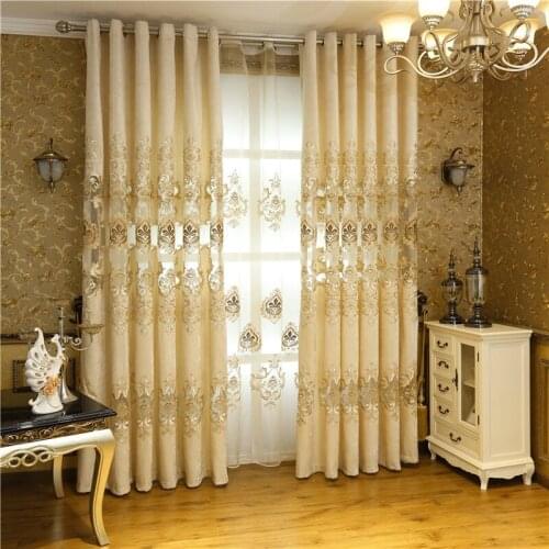 Customized European and American royal luxury embroidered living room bedroom kitchen curtain gauze curtain high quality