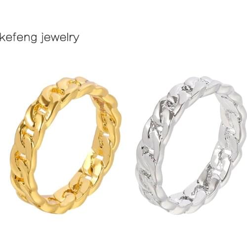 Hip Hop Chain Ring For Men Womens Rings Simple Geometry Finger Gold Silver Color Women Jewelry Gift 2021