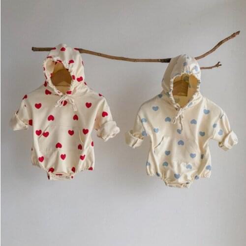 2021 new boys girls printed hooded rompers cotton full sleeve autumn babys jumpsuit