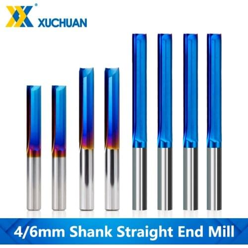 1pc 2 Flute Straight End Mill Carbide Router Bit For Wood, PVC, Plastic CNC Engraving Tools Milling Cutters 4mm/6mm Shank