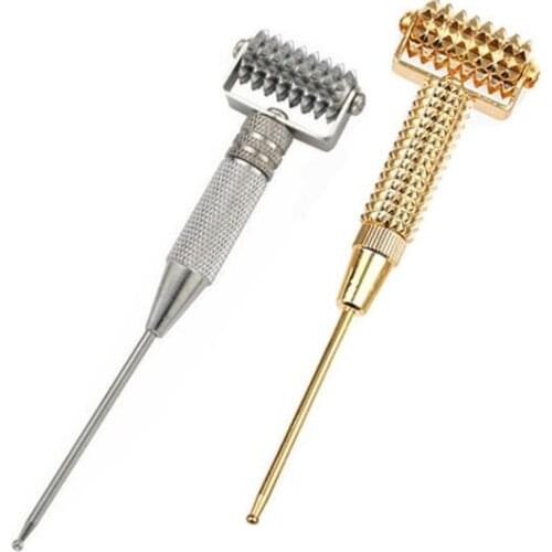 Korea Multi-functional Acupuncture Points Detector Probe Facial Ear Acupoints Gold Silver Spring Needle Rolling Massage Roller