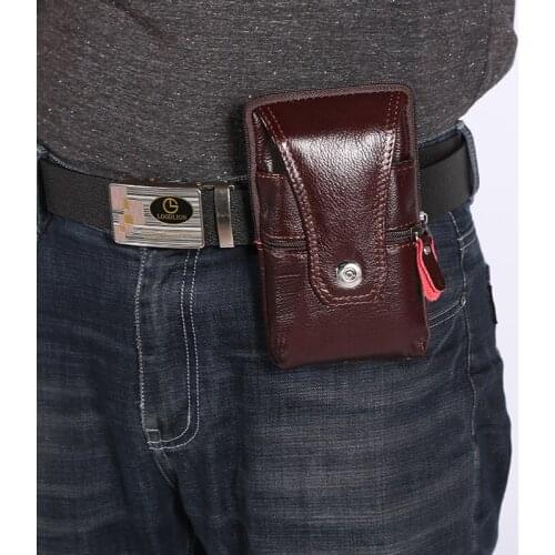 Leather mobile phone pockets men wear belt vertical multifunctional mobile phone bag portable coin purse belt mobile phone bag