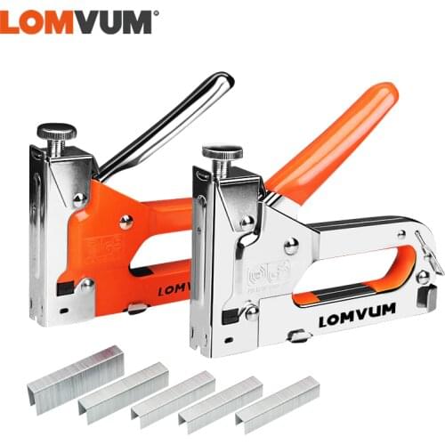 LOMVUM Nail Gun Riveter U T Shaped Straight Stapler Furniture Manual For Wood Carpentry Stapler Door Nailer With 600pcs Staples
