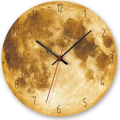 Moon Cartoon Wall Clock, Waterproof Pvc Acrylic Luminous Hanging Clock Living Bed Room Bedroom Decoration
