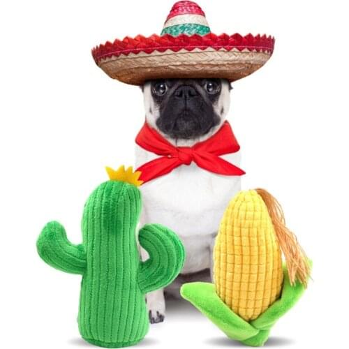 Pet Plush Toys Creative Corn Cactus With BB Sound Bite Resistant Dog Cat Toy Cute Teeth Grinding Hot Sell