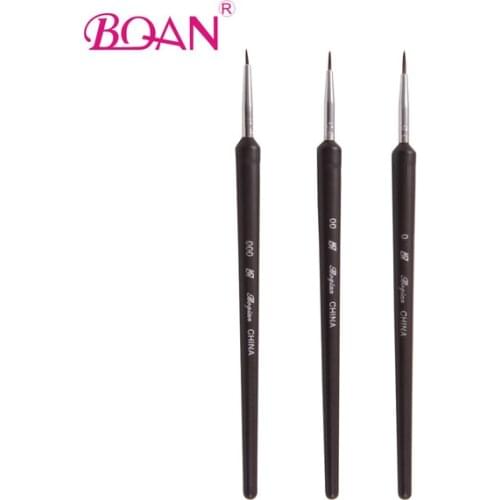 BQAN 3 Pcs Set Acrylic Nail Art Painting Flower Pen Tool Nail Stripe Brushes Set #0/#00/#000 Nail Art Liner Line Brushes