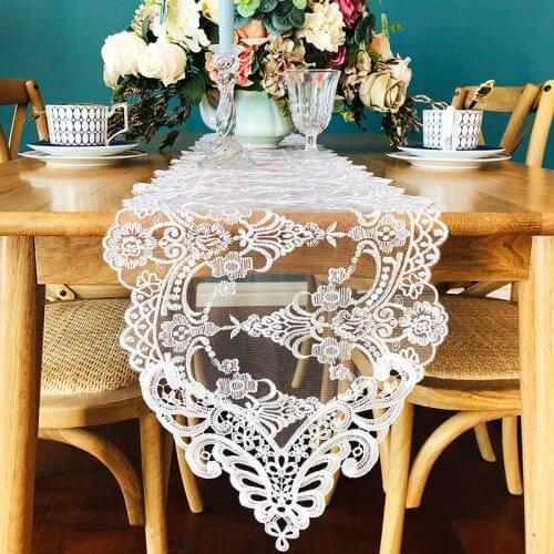 NEW LOVELY European style Princess Home cloth white/champagne Hollow out Lace embroidery tablerunner tablecloth table cover