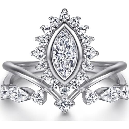 Luxury Women Ring 925 Sterling Silver Ring Luxury Rhinestone Ring Zircon Wedding Bride Rings Jewelry Accessories For Party