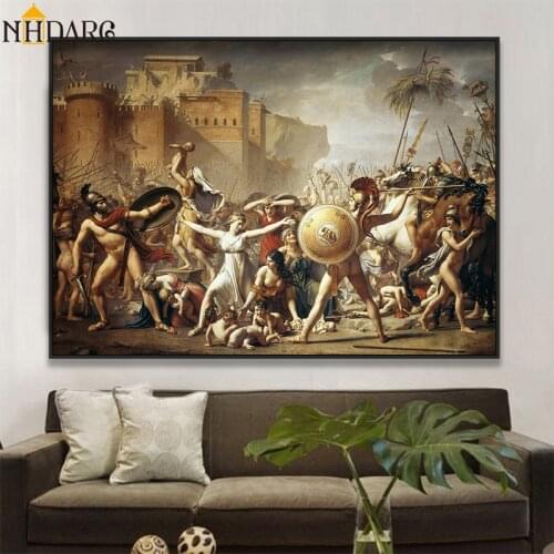 Sabin Women Stop The War, Jacques Louis David Classic Painting Art Oil Painting Prints On Canvas, Wall Pictures for Home Decor