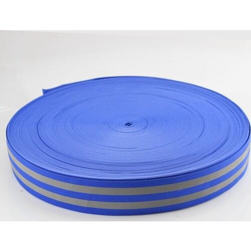 Silver Reflective Elastic Tape Band Cord Belt Fabric Safety Warning Tape 50mm x Double 10mm x 50meter Blue