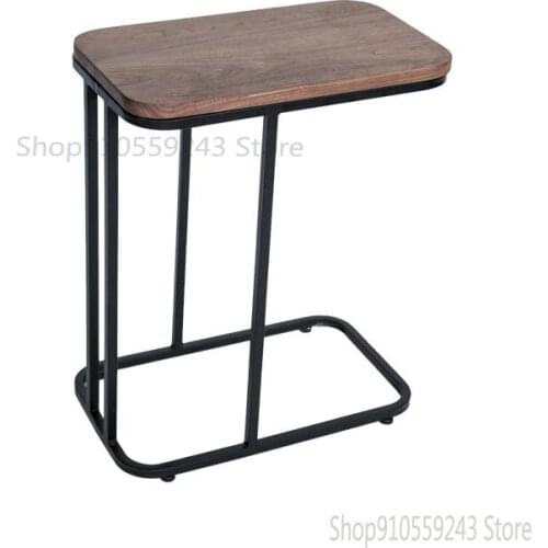 Nordic Wrought Iron Sofa Side Table Simple Modern Small Coffee Table Walnut Bedside Table Living Room Marble Side Table