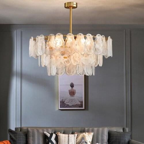 Modern Living Room Round Metal E14 Led Chandelier Glass Brush Gold Lustre Hanging Chandelier Lighting Indoor Lamp Luminarias