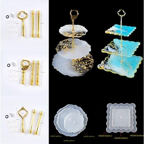 Resin three-layer fruit tray tea tray silicone mold diy crystal epoxy mold tray tray coaster storage mold champagne rack Molds
