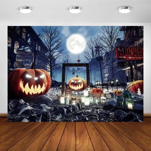Halloween Backdrop Pumpkin Lantern Ruins Skull Photography Background Vinyl Photocall Photozone Photo Studio Photophone Decor