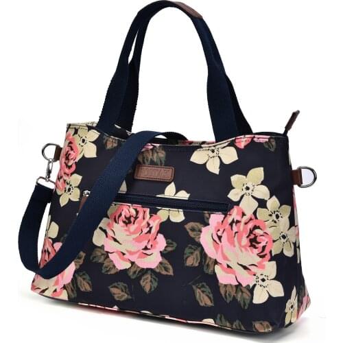 Floral Tote Bag Lightweight Waterproof Flower Pattern Shoulder Bag Handbag for Women