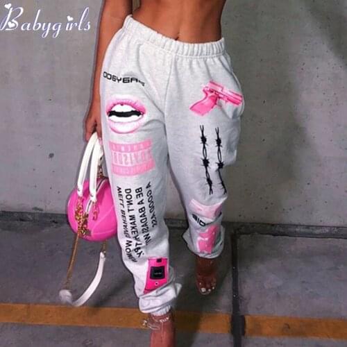 2021 Pants Women Summer Hip-hop Graphic Sweatpants New Steeetwear Women Jogger Trousers Harajuku High Waist Loose Casual Pants