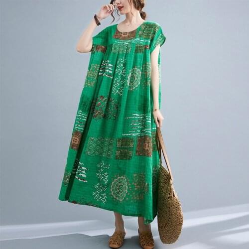 Thin Soft Cotton Linen Travel Casual Beach Style Dress 2021 New Arrival Loose Summer Dress Women Long Maxi Vintage Sundress