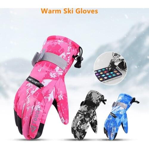 Winter Ski Gloves Touch Screen Waterproof Windproof Warmth and Velvet Thickened Cold-Proof Outdoor Riding Gloves