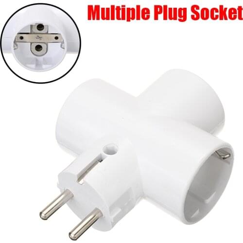 1Pc ABS EU Standard Multiple Power Outlet White Multi-plug 3-way Multiple Plug Socket Adapter Child Protection 250V 16A