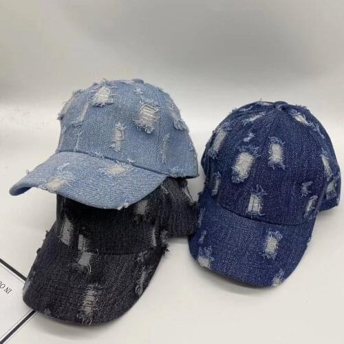 3-6 Years Old Boy Girl Denim Retro Baseball Cap Hole Denim Snapback Cap Cool Hip Hop Dancing Hat Adjustable Spring Summer Sunhat