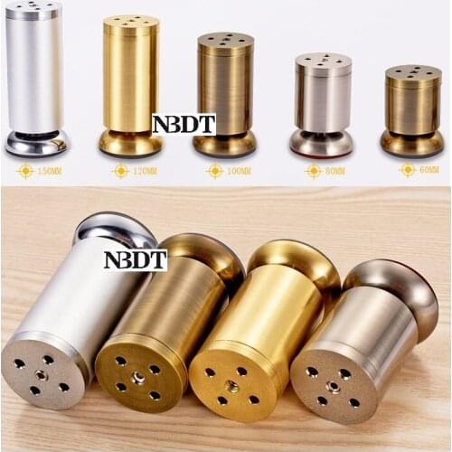 4Pcs Heavy Zinc Round Dia.50mm TV Cabinet Furniture Sofa Bed Feet Leveling Leveler Sanding Silver Brush Bronze Gold Steel