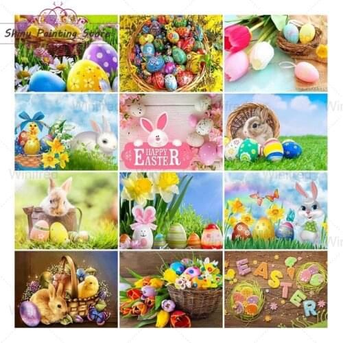 DIY Diamond Painting Cartoon Easter Egg Cross Stitch Full Drill 5D Diamond Embroidery Mosaic Happy Easter Children Handmade Gift