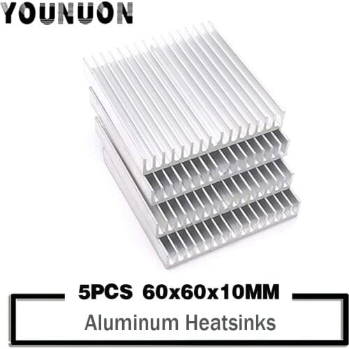 5PCS YOUNUON 60*60*10mm DIY Cooler Aluminum Heatsink Grille Shape Radiator Heat Sink Chip for IC LED Power Transistor 60x60x10mm