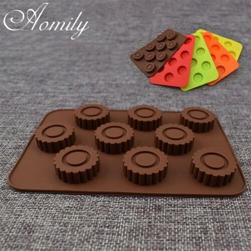 Aomily 9 Holes Gear Flower Shaped Silicone Soap Candy Fondant Chocolate Kitchen Mould Silicone Chocolate Cookies Cake DIY Mold