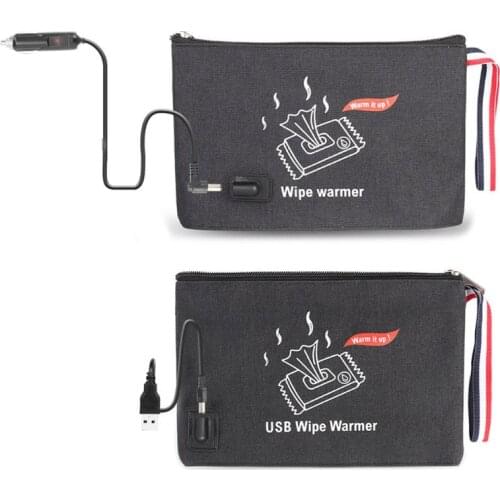 Car USB Baby Wipes Heater Heating Wet Towel Dispenser Warm Wet Tissue Paper Case Polyester