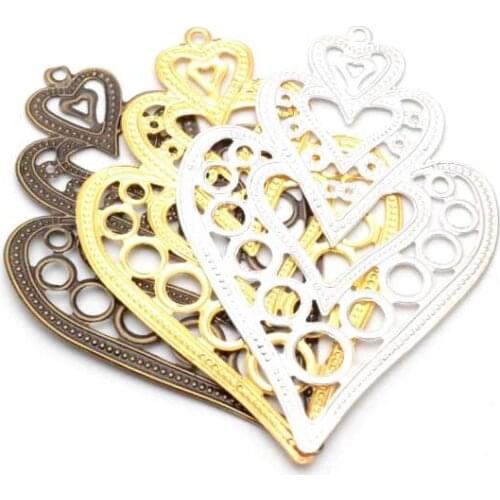 Free shipping Retail 10Pcs Bronze Tone Gold Filigree Wraps Connectors Metal Crafts Gift Decoration DIY Findings 55x85mm