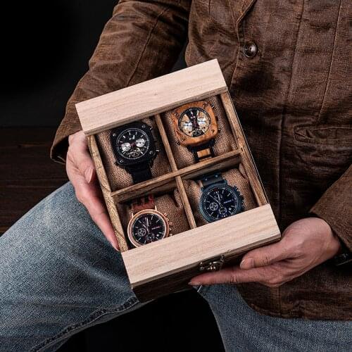 BOBO BIRD Watch Wood Box Wristwatches Organizer Storage Display Box Accessories Case with Pillow without Watch Personalized logo