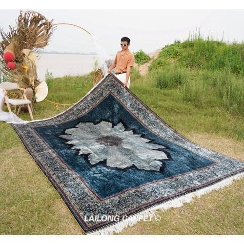 8'x11' Large oversize blue oriental handmade handknotted persian pure silk carpet (YWX139A)