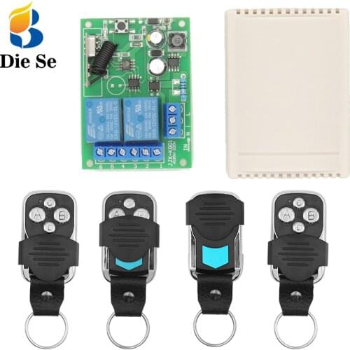 DieSe 433MHz Wireless Module AC 110V 220V 10A 2CH Receiver and Waterproof Remote Control, for Garage Gate Motor Home Lighting