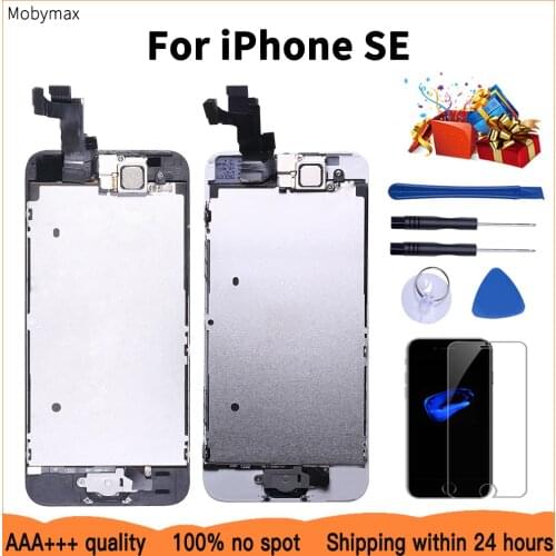 AAA+++ LCD Full Assembly For iPhone SE LCD Module with Digitizer Replacement & Home Button & Front Camera+Protector Glass