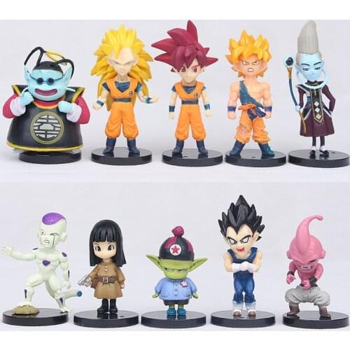 10pcs/set Dragon Ball Z Gods and Gods Goku Vegeta Vis Demon Action Figure Doll Decoration Model Toy Childrens Gift