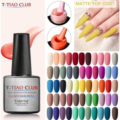 2pcs/Set 60 Colors Matte UV Gel Nail Polish 7ml Pure Nail Color Matte Top Coat Soak Off Nail Art Gel Varnish Lacquer Manicure