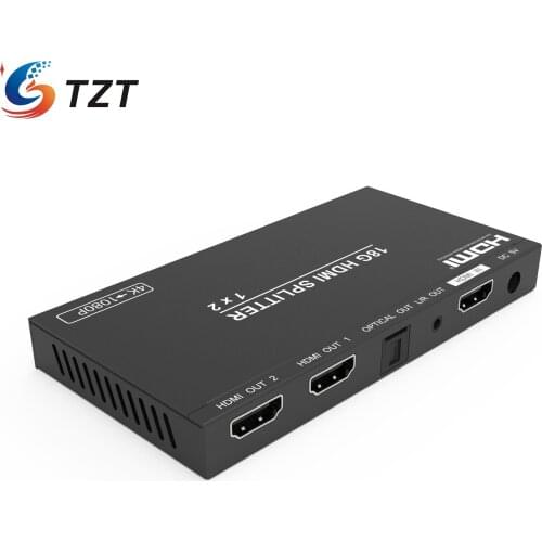 TZT HDMI-Compatible switch 1 In 2 Out Switcher Splitter Box 1x2 Support 4K 60Hz Audio Separation For LPCM Dolby HDV-B12SA