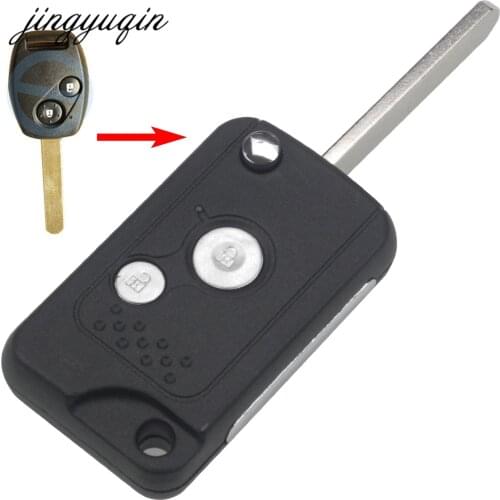 Jingyuqin Modified Remote Flip Folding Key Case for HONDA Accord Civic CRV Pilot Fit Replacement Fob Shell 2 BTN