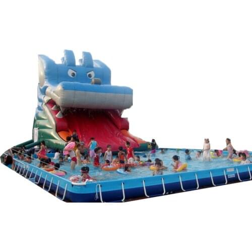 Commercial giant PVC inflatable slide with large pool for entertainment from shanghai factory
