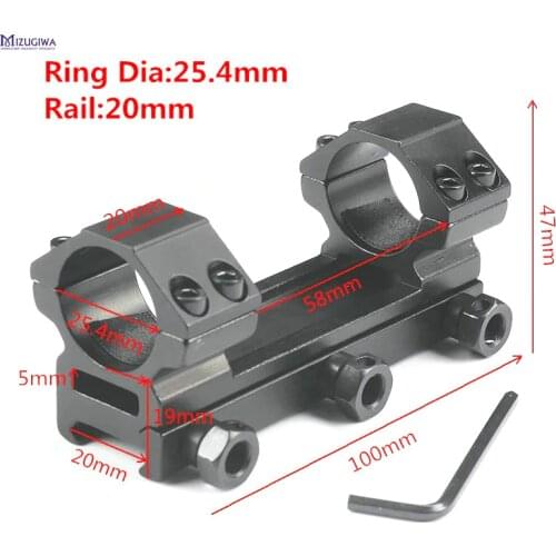 MIZUGIWA Tactical Hunting Scope Mount Ring 25.4 mm Picatiiny Weaver Adapter 20mm Riser Base Pistol Airsoft Gun Hunting Caza
