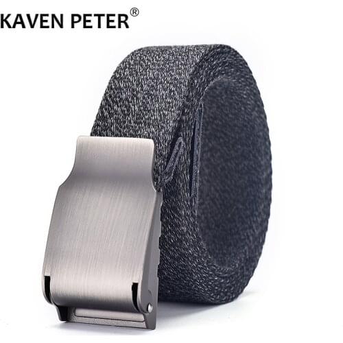 Male Canvas Leather Belt Casual Cotton Weave Tactical Belts For Men 3.8 cm Automatic Buckle Cinturones Para Hombre 100-160 CM