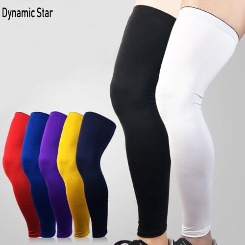 1PC Full Length Compression Knee Pads Anti-slip Elastic Lengthen Wrap Calf Leg Sleeve Basketball Volleyball Knee Brace Support