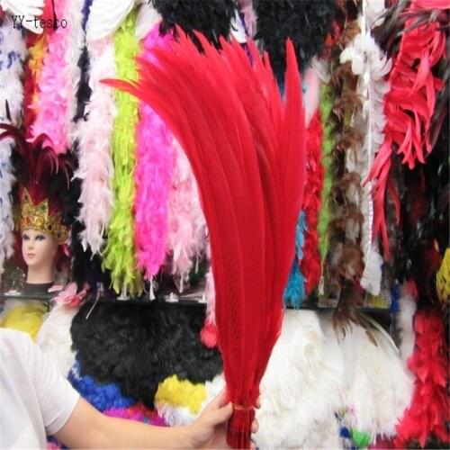 Wholesale 50pcs 45-50CM/long Silver Pheasant Tail Feathers DIY Wedding Decorations lady amherst red silver chicken feather plume
