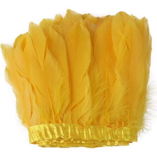 Wholesale Gold Goose Feathers Trim For Wedding Dress 6-8 Inch Ribbon Clothing Sewing Accessory Decoration Pink Feather 2 Yard