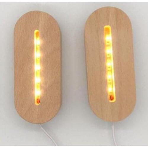 Customized Usb Led 3d Night Lamp Base Modern Simple Beech Base Creative Diy Solid 3d Led Night Light Wood Base