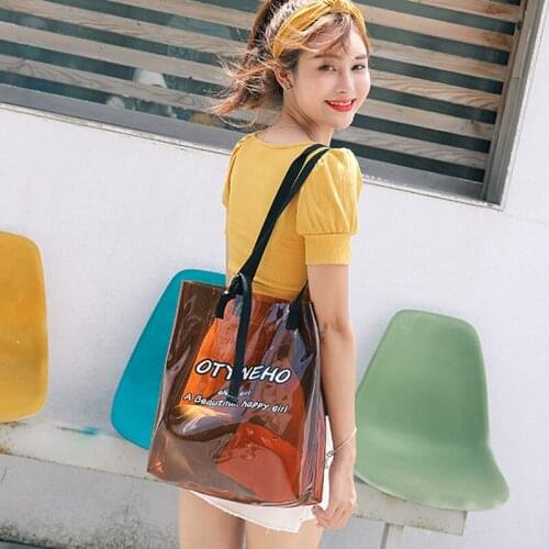 PVC Transparent Handbag Shopping Bag Fashion Trend Jelly Bag Large Capacity Female Bag Two Piece Mother-in-law Bags