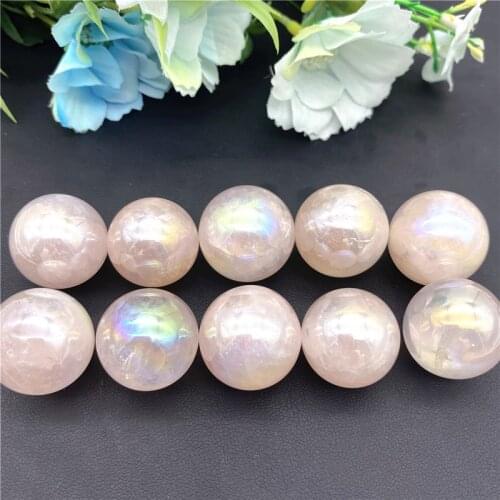 Drop shipping 1/2pcs Aura Titanium Electroplated Pink Rose Crystal Quartz Ball Sphere Decorative Stones and Crystals