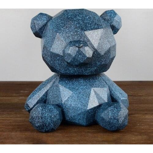 Nordic Geometric Bear Piggy Bank Artware Sculpture Home Decoration Accessories Modern Resin Animal Statue Room Craft Figurine