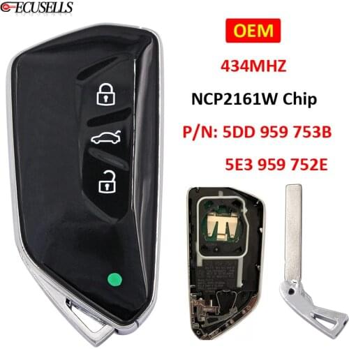 OEM Remote Smart Car Key 434MHz NCP2161W Chip P/N: 5DD 959 753B 5E3 959 752E for Volkswagen for Skoda 2020 2021 For Golf 8 2021